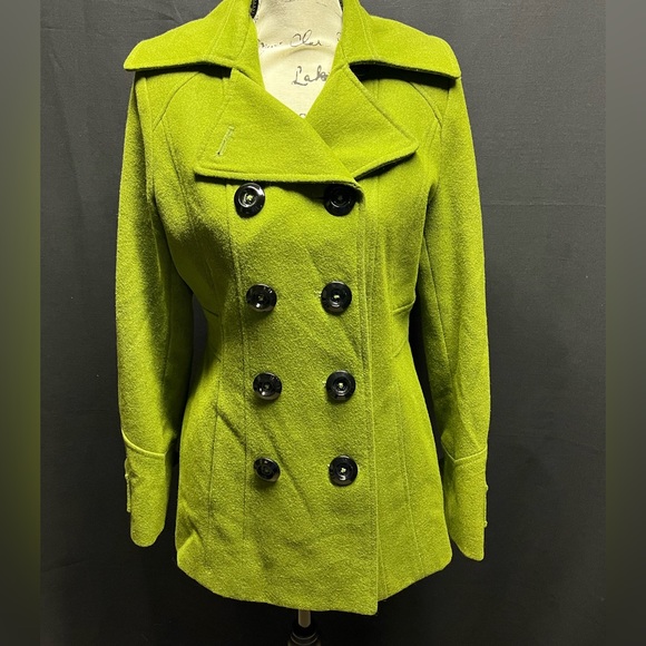 Apt 9 Wool Pea Coat, kind of Moss Green Size Small. Excellent Condition - Picture 2 of 10